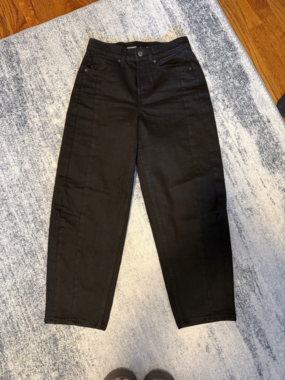 Old Navy Black High-Rise Barrel-Leg Jeans